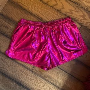 Neon shiny pink shorts